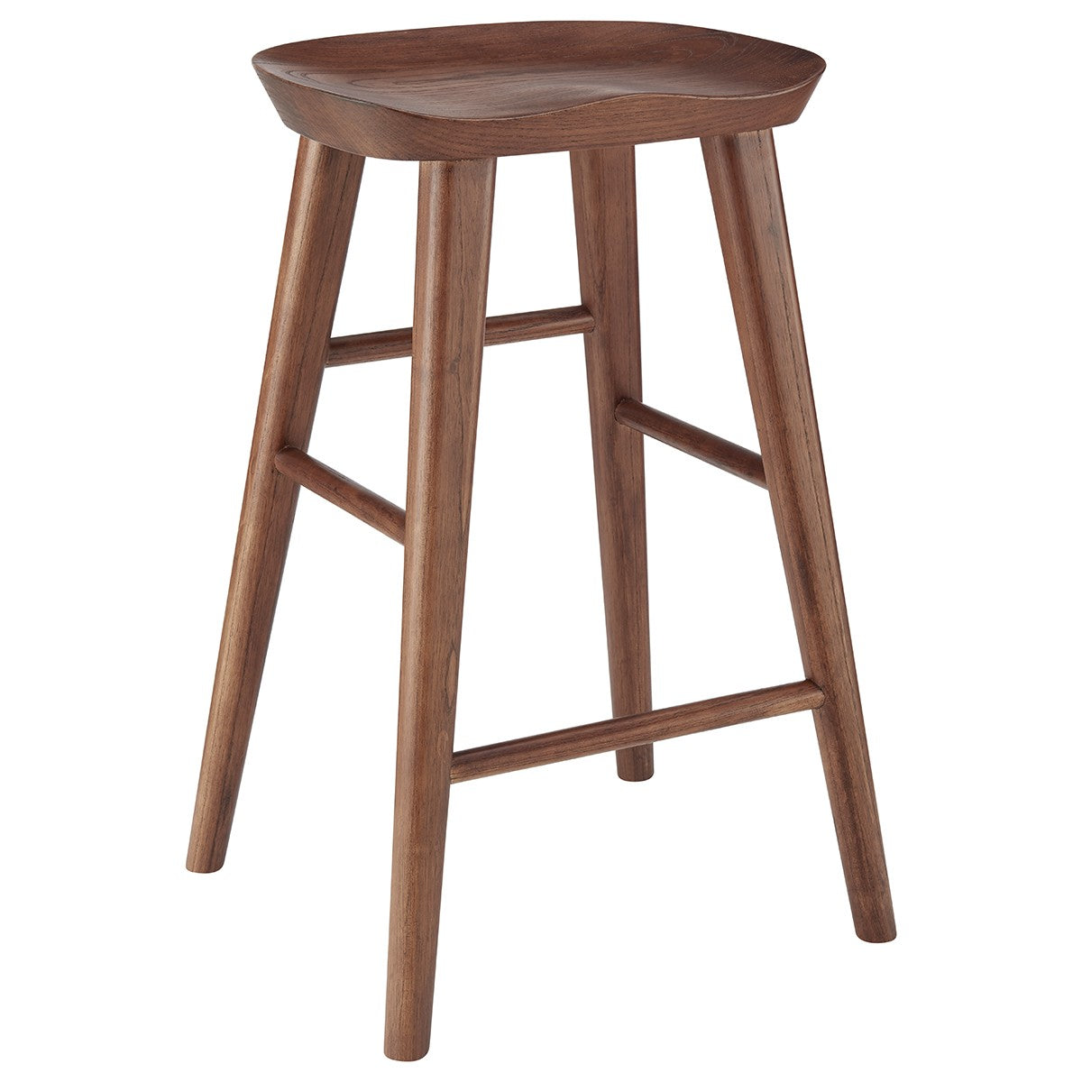 26" Dark Brown Solid Wood Counter Stool