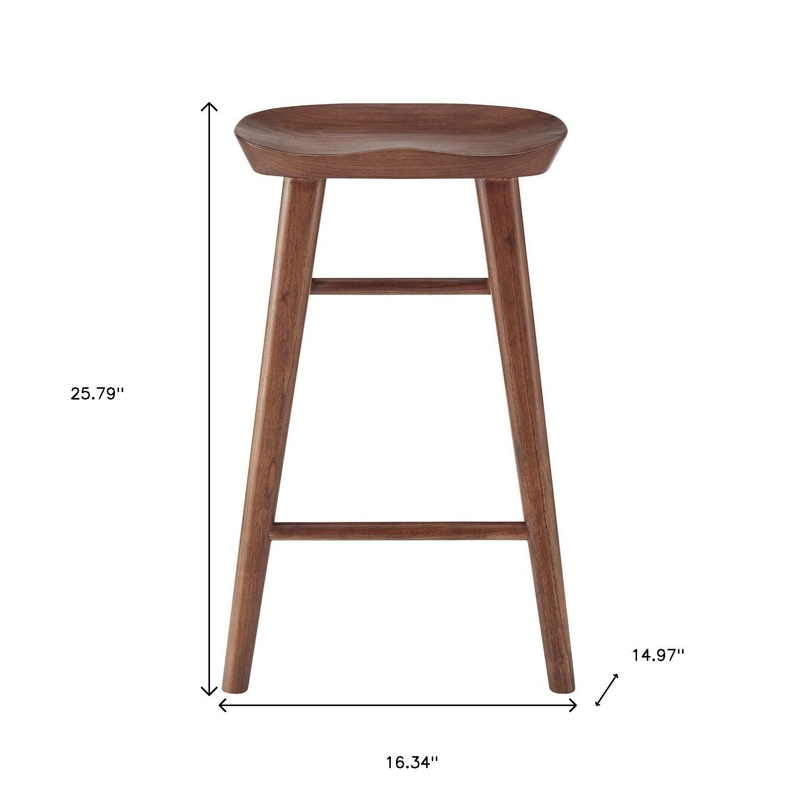 26" Dark Brown Solid Wood Counter Stool