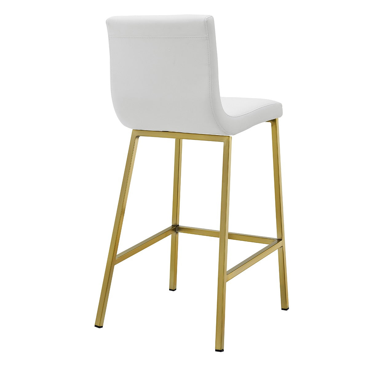 Set Of Two 36" White And Gold Steel Low Back Counter Height Bar Chairs With Footrest