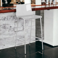 Set of Two Contemporary Acrylic and Nickel Counter Stools