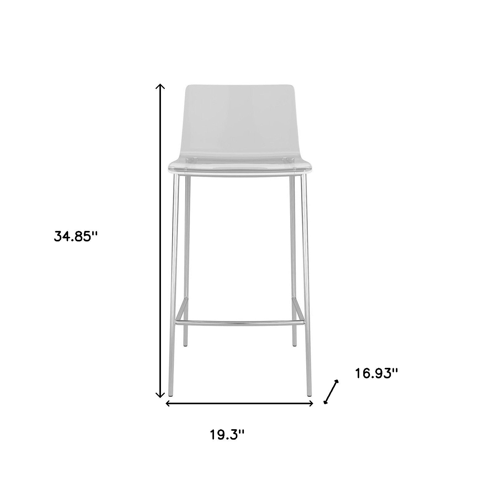 Set of Two Contemporary Acrylic and Nickel Counter Stools