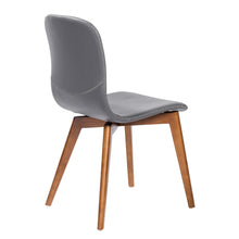 Set of Two Gray Faux Leather and Walnut Dining or Side Chairs