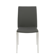 Set of Two Gray Faux Faux Leather Steel Stacking Chairs
