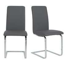 Set of Two Mod Dark Gray and Silver Dining Chairs