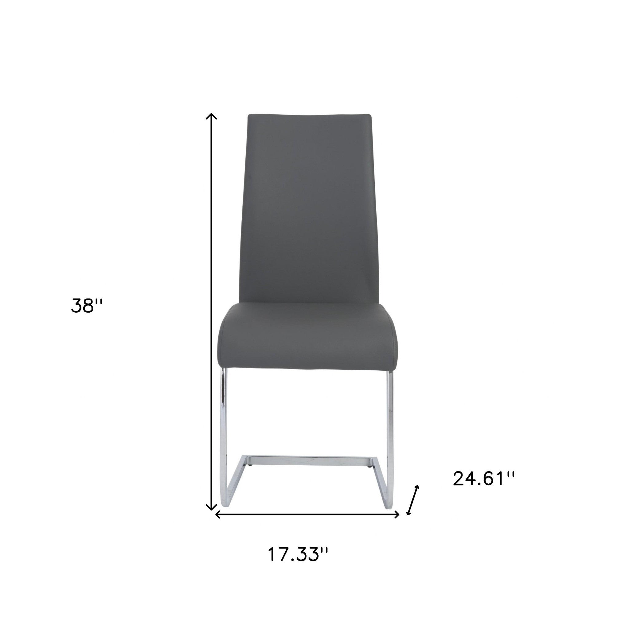 Gray Faux Leather Long Back Cantilever Chairs Set of Four