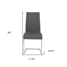 Gray Faux Leather Long Back Cantilever Chairs Set of Four