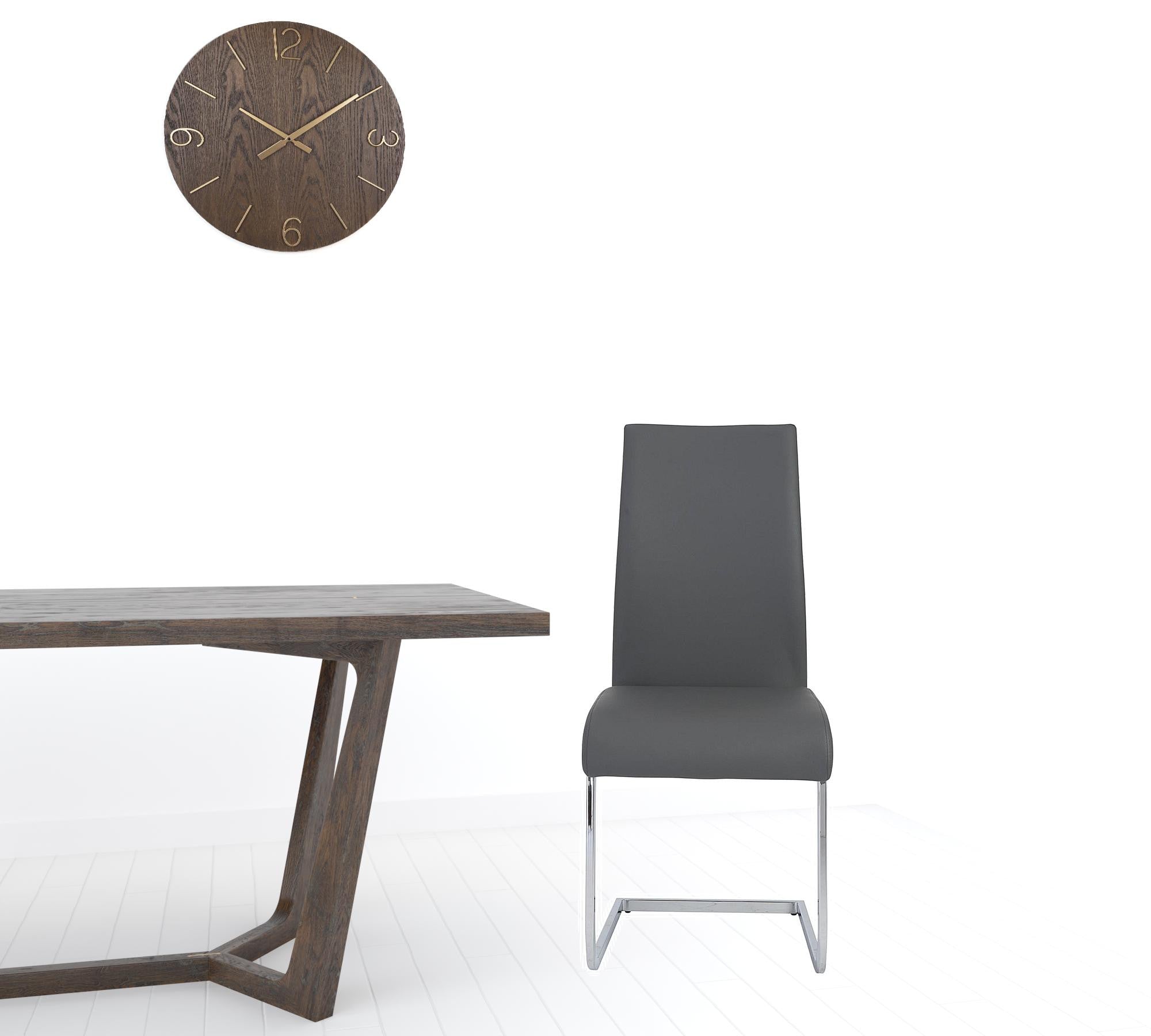 Gray Faux Leather Long Back Cantilever Chairs Set of Four