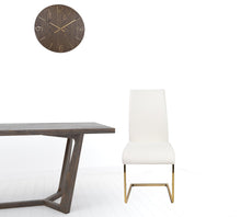 Set of Four White Faux Faux Leather Gold Cantilever Chairs