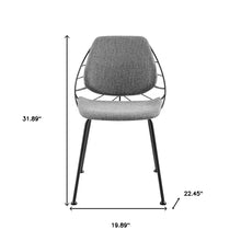 Set of Two Leaf Light Gray Fabric and Black Dining Chairs