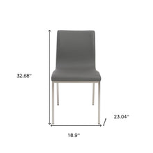 Set of Two Minimalist Light Gray Faux Faux Leather Chairs