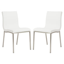 Set of Two Minimalist White Faux Faux Leather Chairs