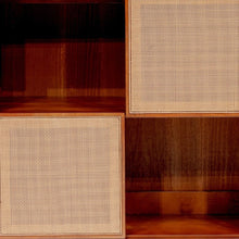 Maple Brown Wood and Wicker Accent Cabinet