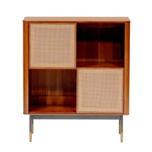 Maple Brown Wood and Wicker Accent Cabinet