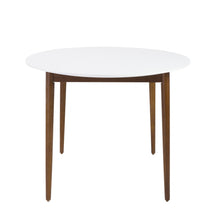 Modern Walnut and White Oval Dining Table