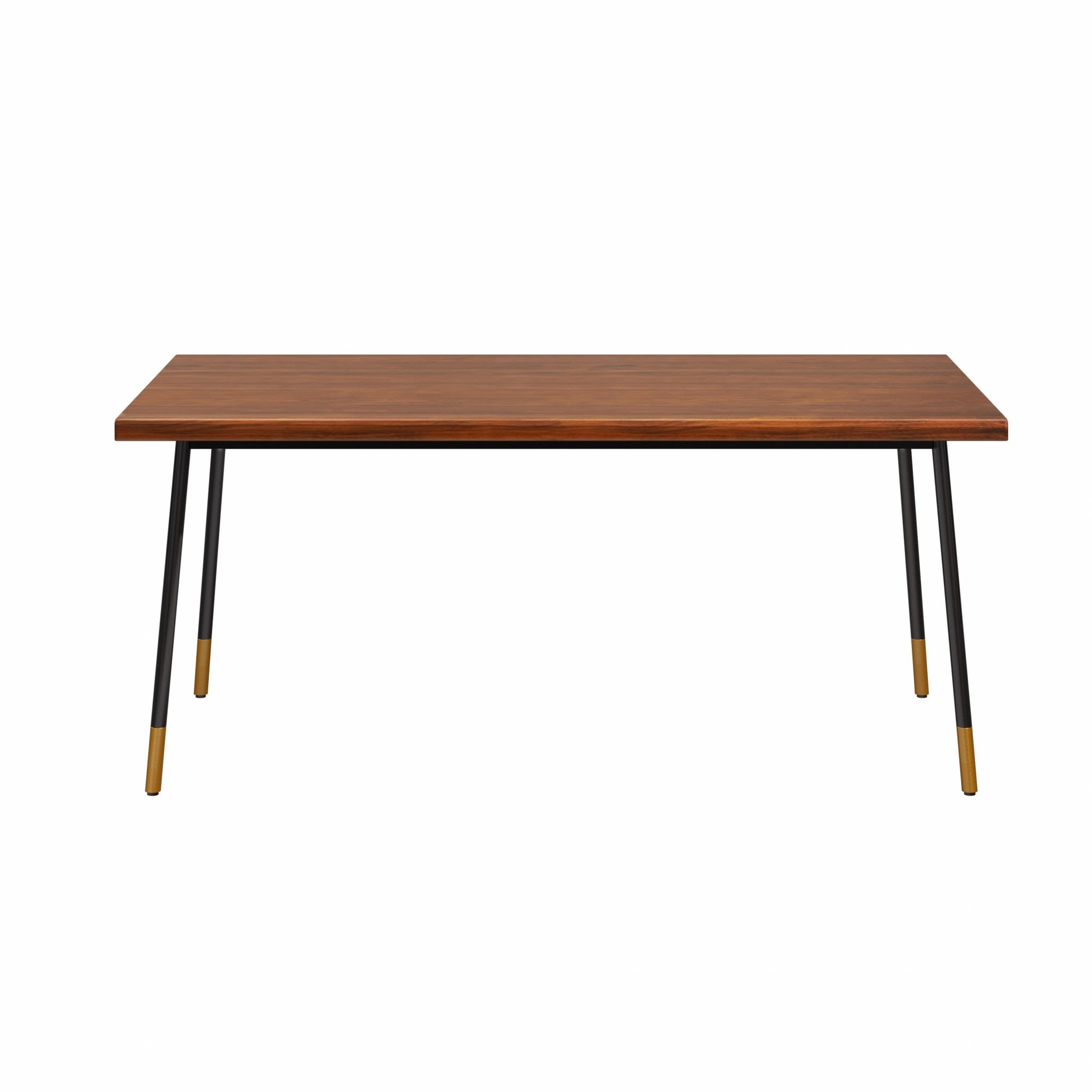 Brown Wood Dining Table with Black Steel Legs 63"