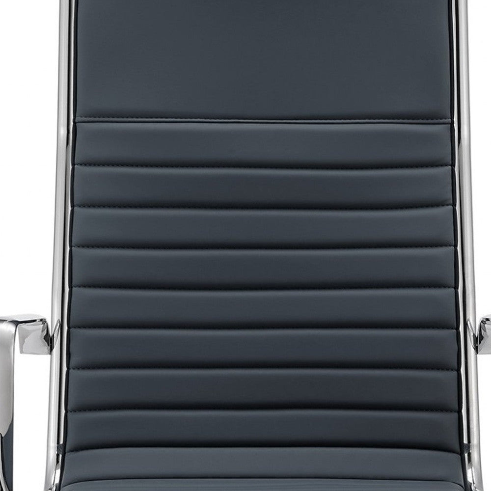 Executive Blue and Chrome High Back Office Chair