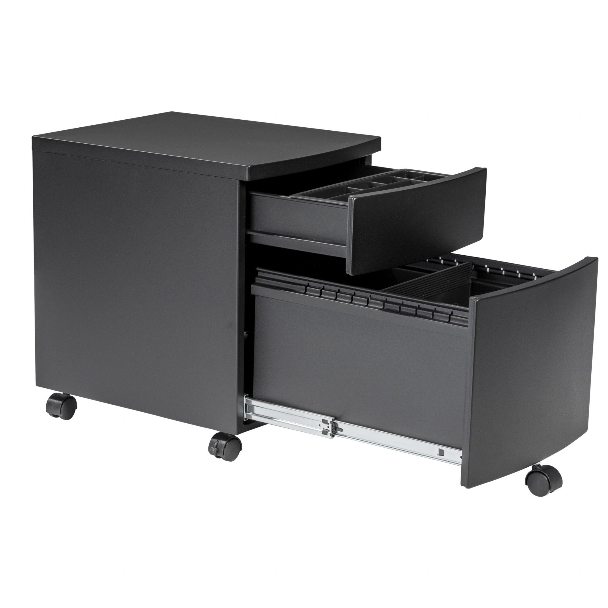 Black Two Drawer Rolling Filing Cabinet