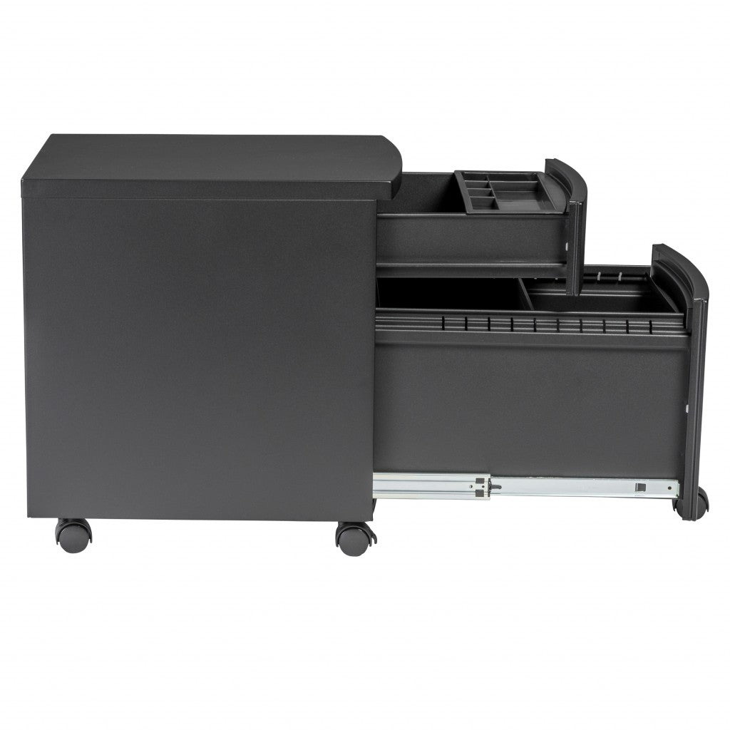 Black Two Drawer Rolling Filing Cabinet