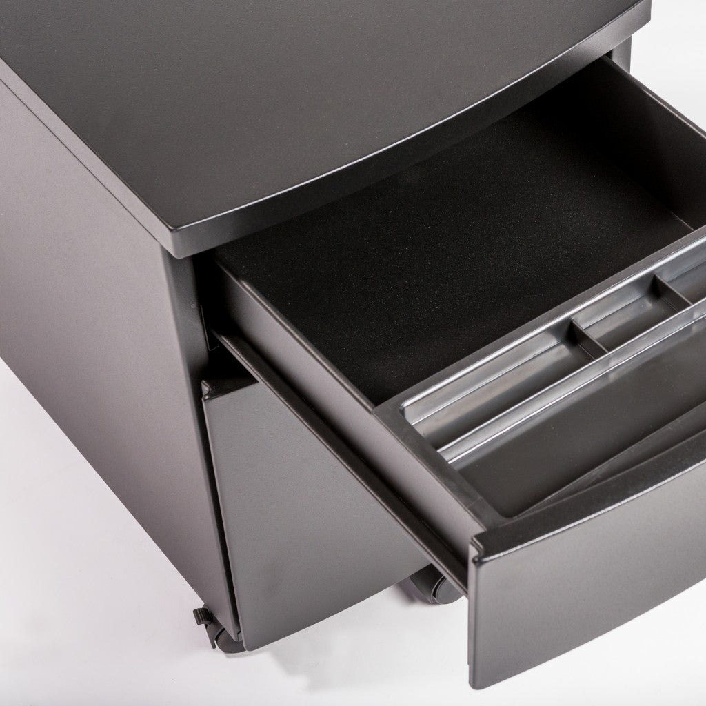 Black Two Drawer Rolling Filing Cabinet