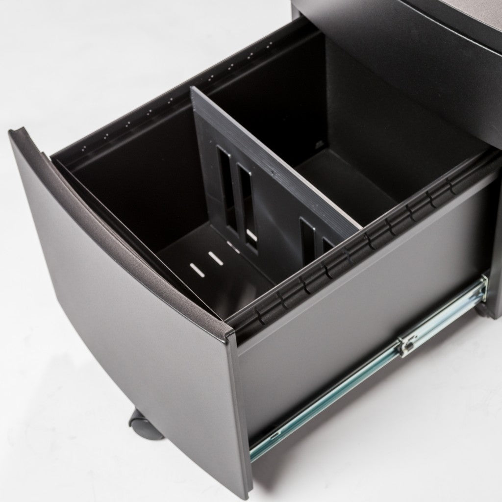 Black Two Drawer Rolling Filing Cabinet