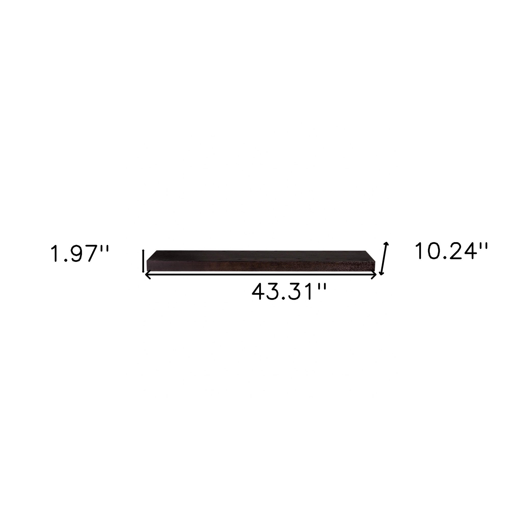 43" Dark Espresso Brown Wooden Floating Shelf