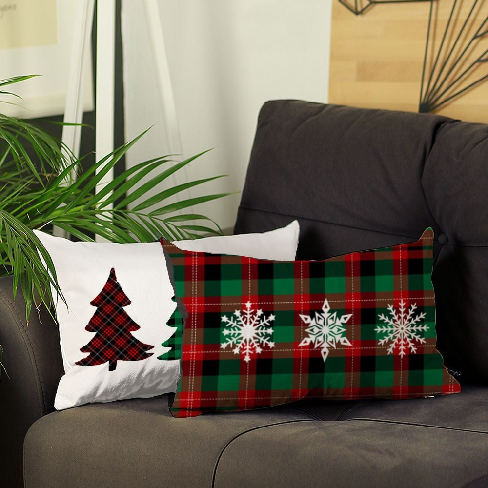 Christmas Plaid Lumbar Decorative Pillow Covers Set of 2