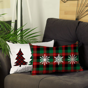 Christmas Plaid Lumbar Decorative Pillow Covers Set of 2