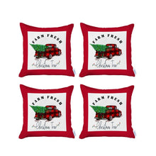 Set of 4 Christmas Buffalo Check Pick Up Truck Pillow Covers