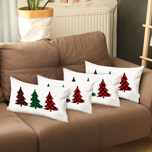 Juego de 4 fundas para cojines lumbares Christmas Tree Trio Plaid