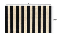 2' x 4' Black and Tan Wide Stripe Washable Floor Mat