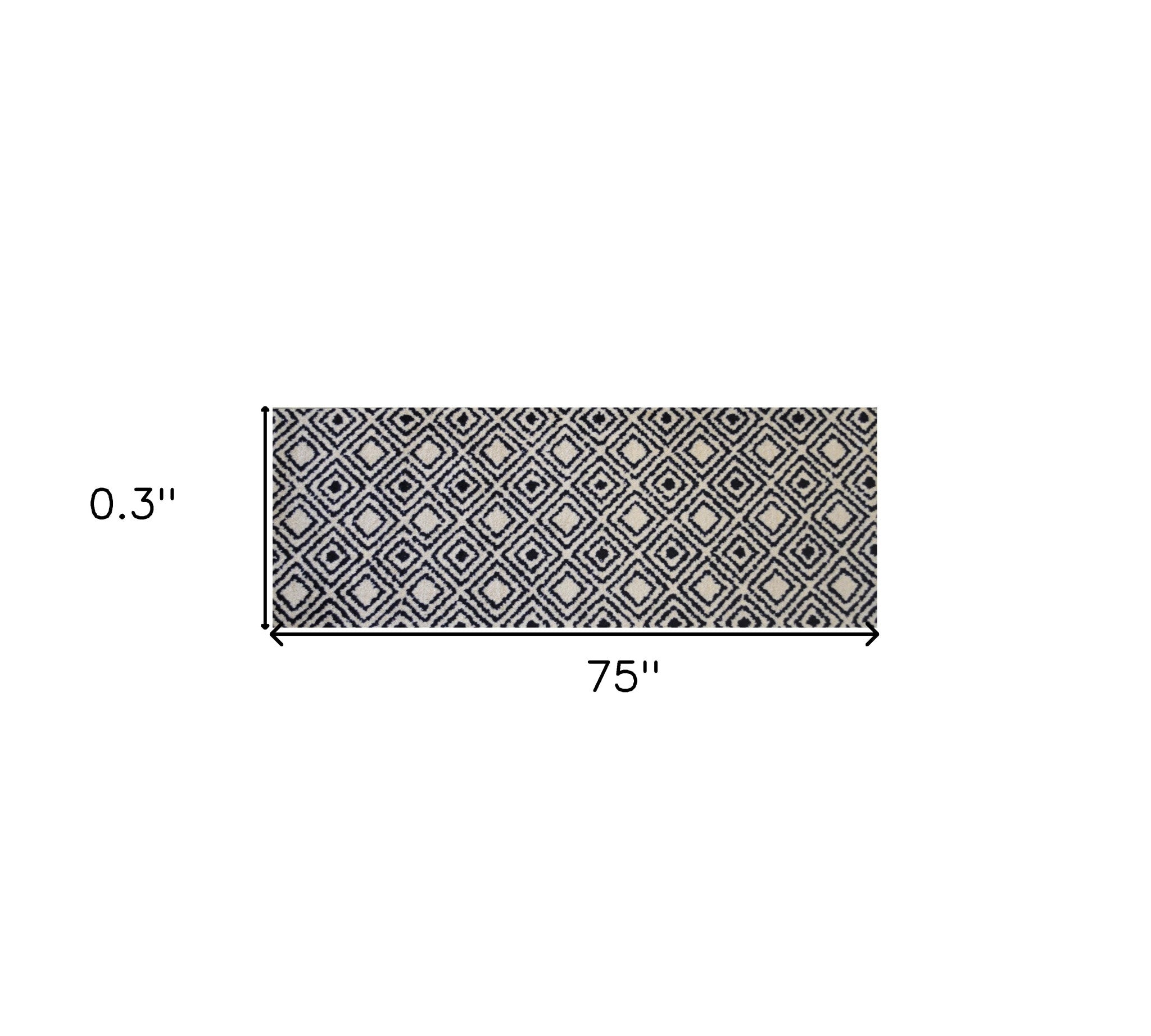 2' x 6' Black Diamond Washable Runner Rug