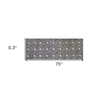 2' x 6' Black Diamond Washable Runner Rug