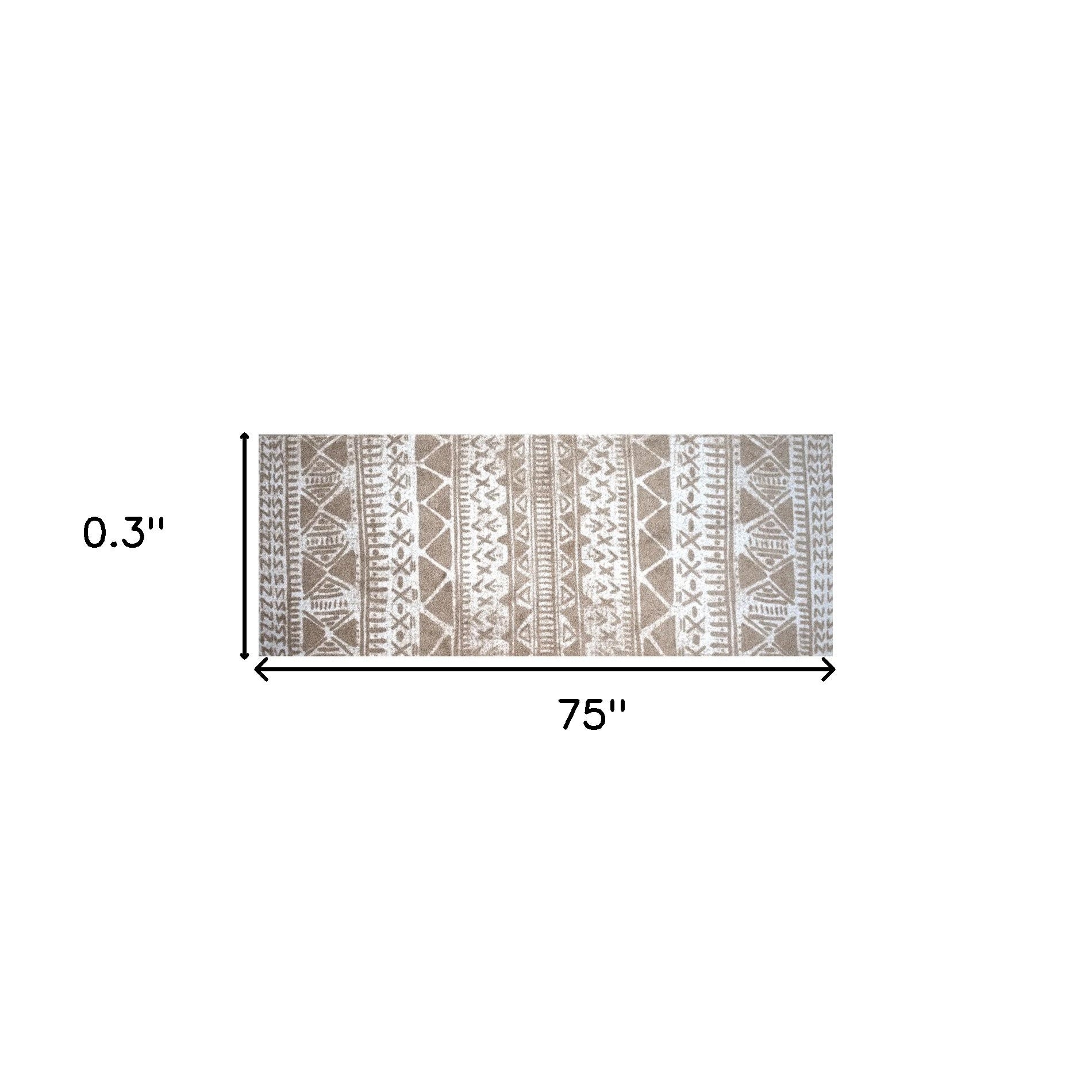 2' x 6' Sandy Tan and White Zigs and Zags Washable Runner Rug