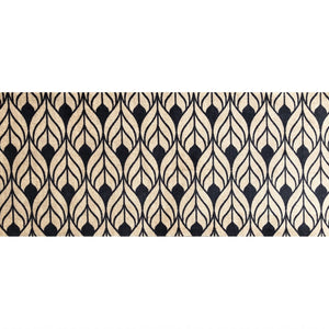 2' x 6' Graphite and Tan Abstract Leaves Washable Runner Rug