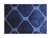 2' X 6' Navy And White Geometric Woven Stain Resistant Runner Rug