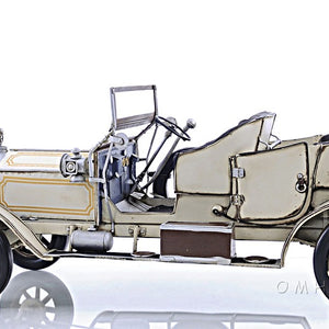 8" Silver Metal c1909 Rolls Royce Hand Painted Decorative Car