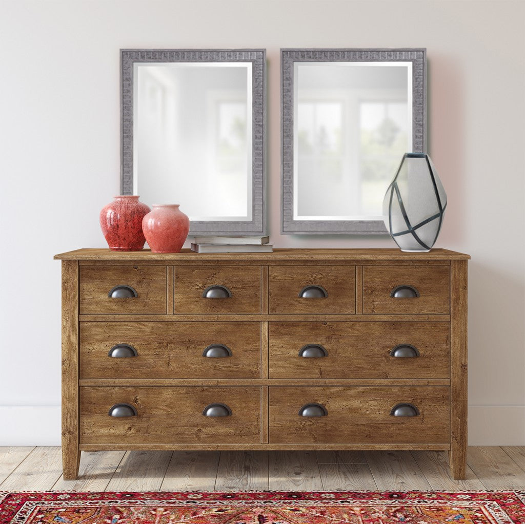 Espejo rectangular de madera sintética gris cálido