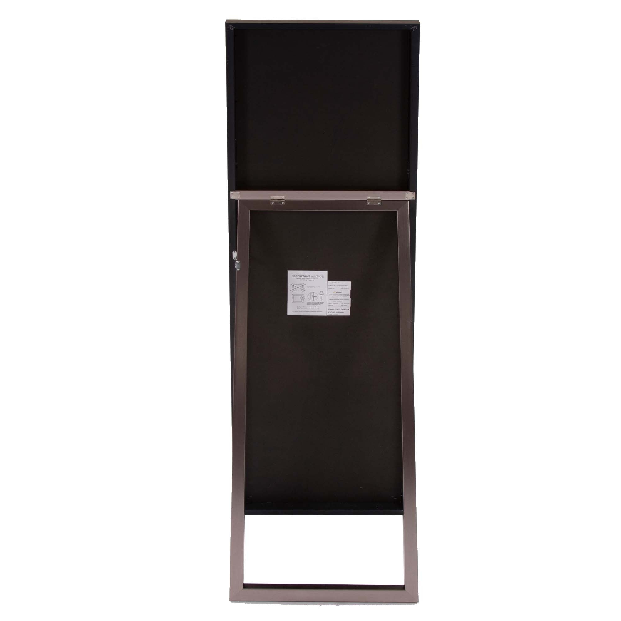 Elegante espejo de pie rectangular de longitud completa de latón cepillado