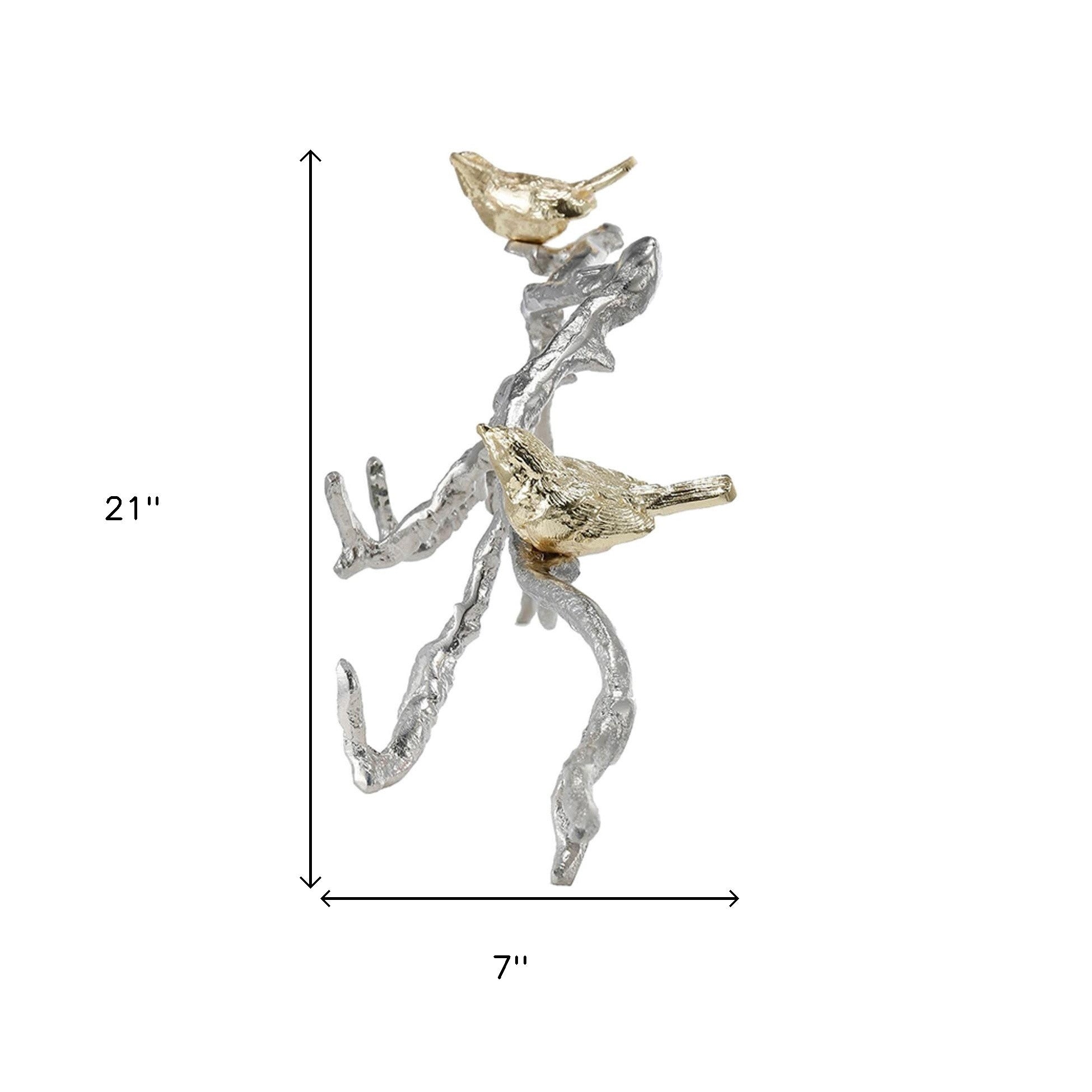 Silver and Gold Bird and Branch 3D Wall Decor