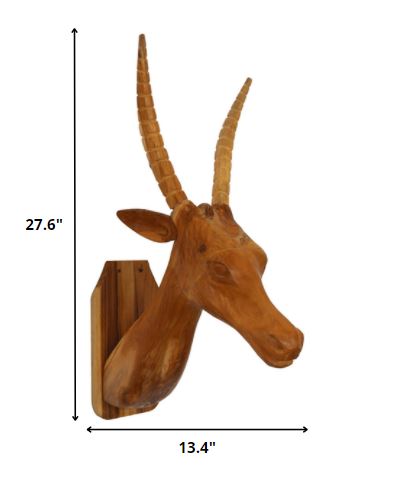Elk Head Traditional Teak Root Wall Décor
