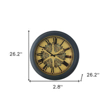 Black and Copper Exposed Gears Round Wall Clock