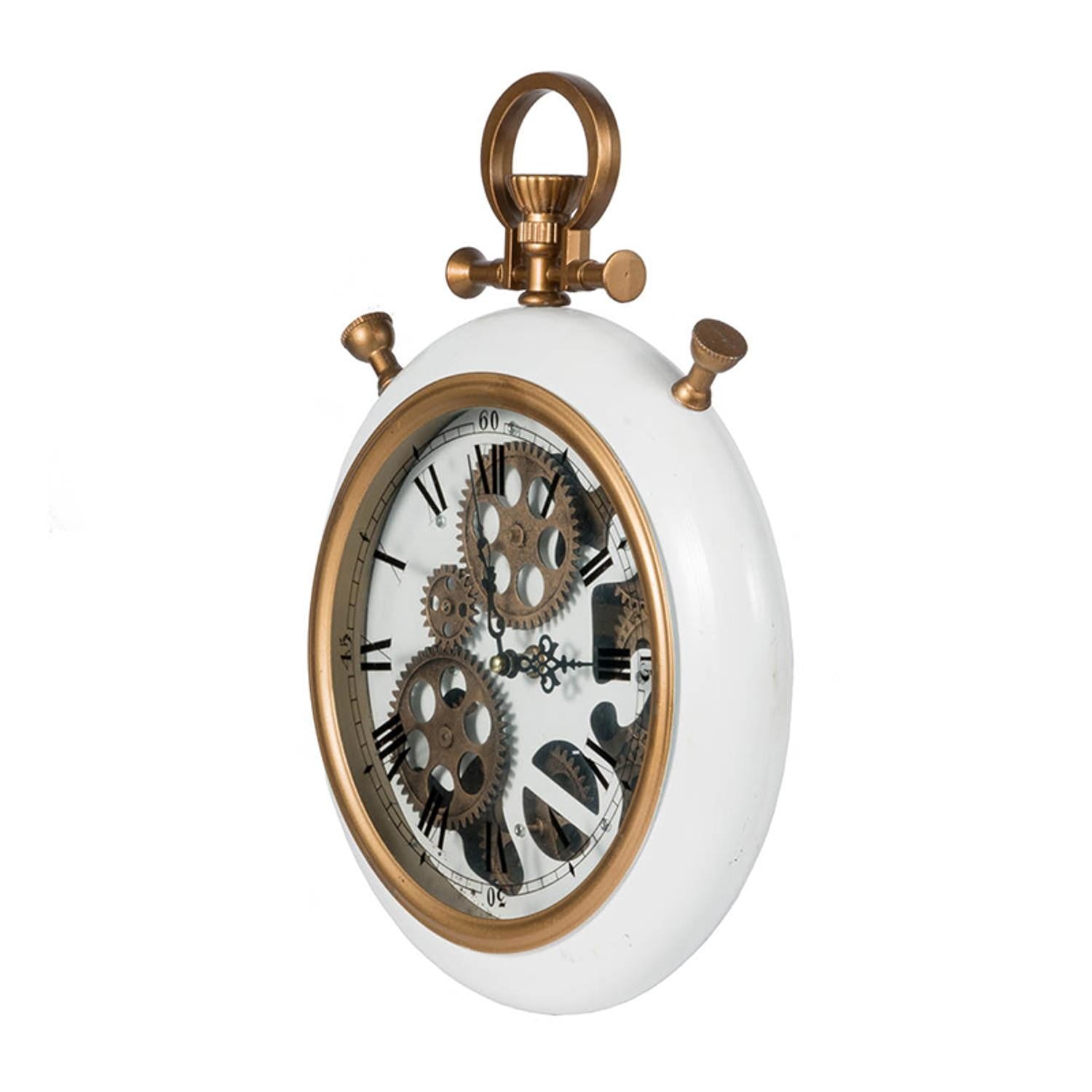 White and Gold Pocket Styled Vintage Wall Clock