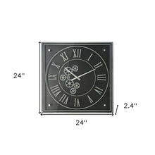 Vintage Style Gears Black and Silver Square Wall Clock
