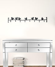 Modern Black Birds Eight Hook Wall Coat Hanger