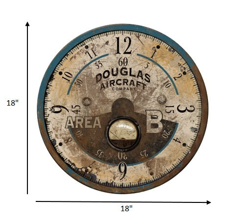 18" Vintage Teal Aviator's Wall Clock