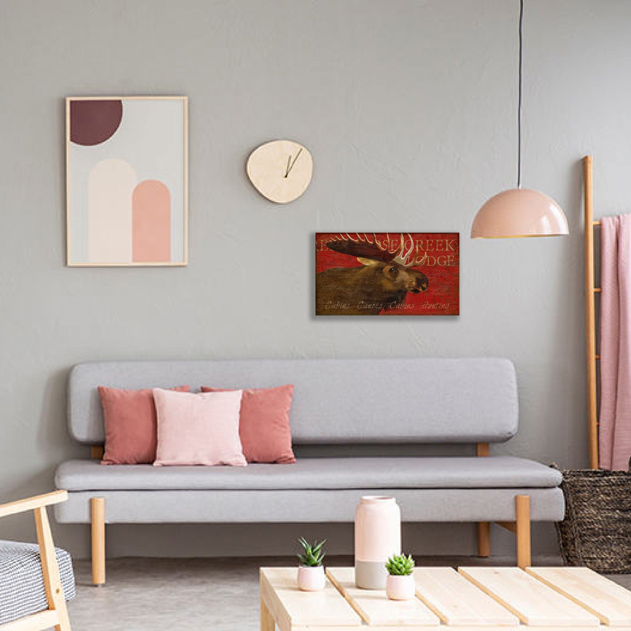 Distressed Moose Wood Wall Décor