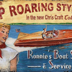 Vintage Style Boat Advertisement Wall Art