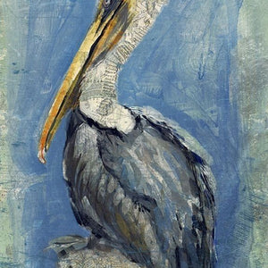 Blue Watercolor Pelican Wall Art