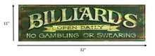 Distressed Billiards Open Daily Wall Art