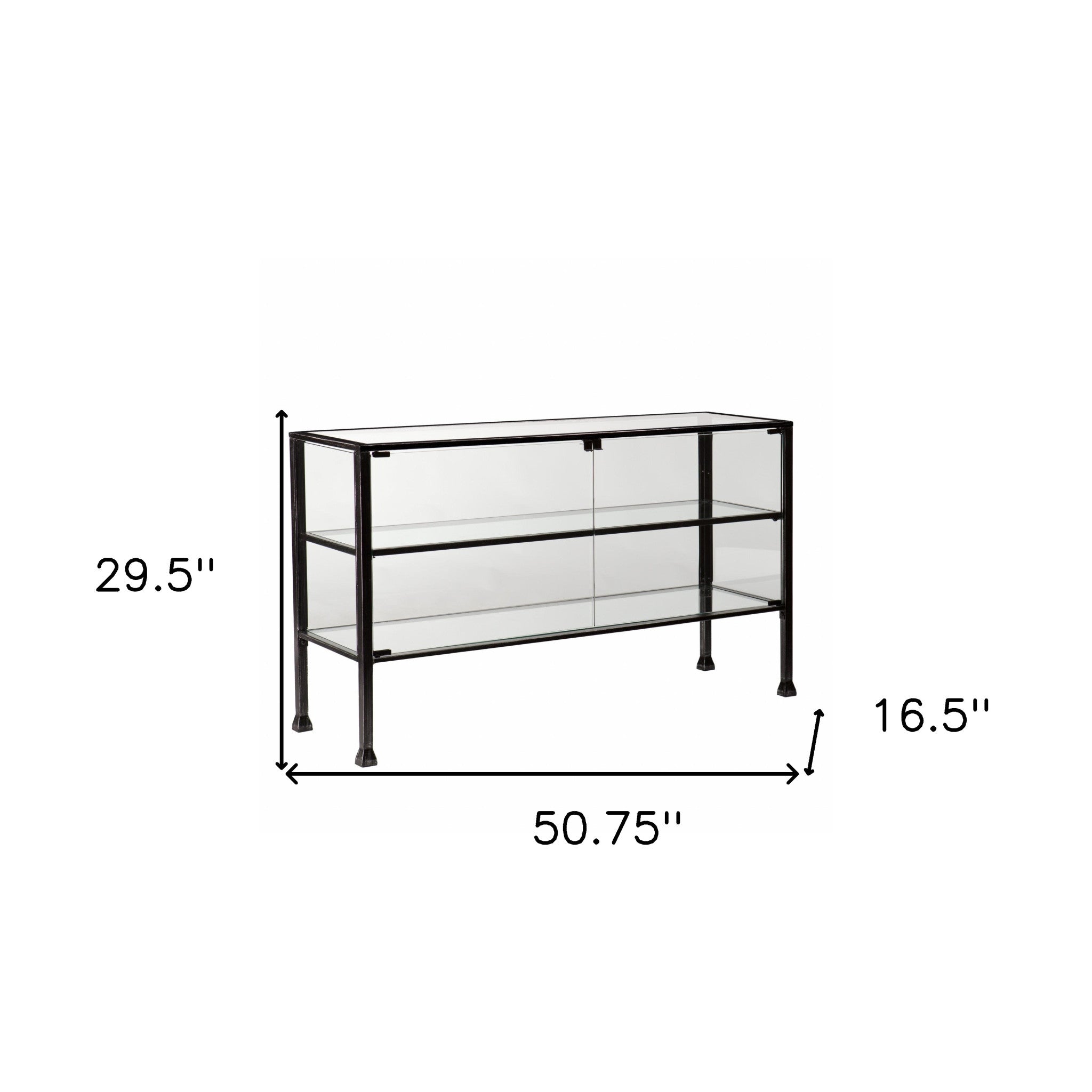 Rustic Black and Glass Double Door Cabinet